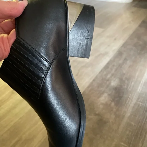 Steve Madden cowboy black leather unique heel leather boots  size 6 - Picture 8 of 13